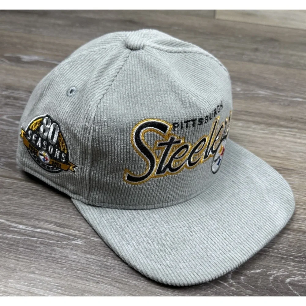 New Era Pittsburgh Steelers Hat The Golfer SnapBack Corded Gray 80 Seasons